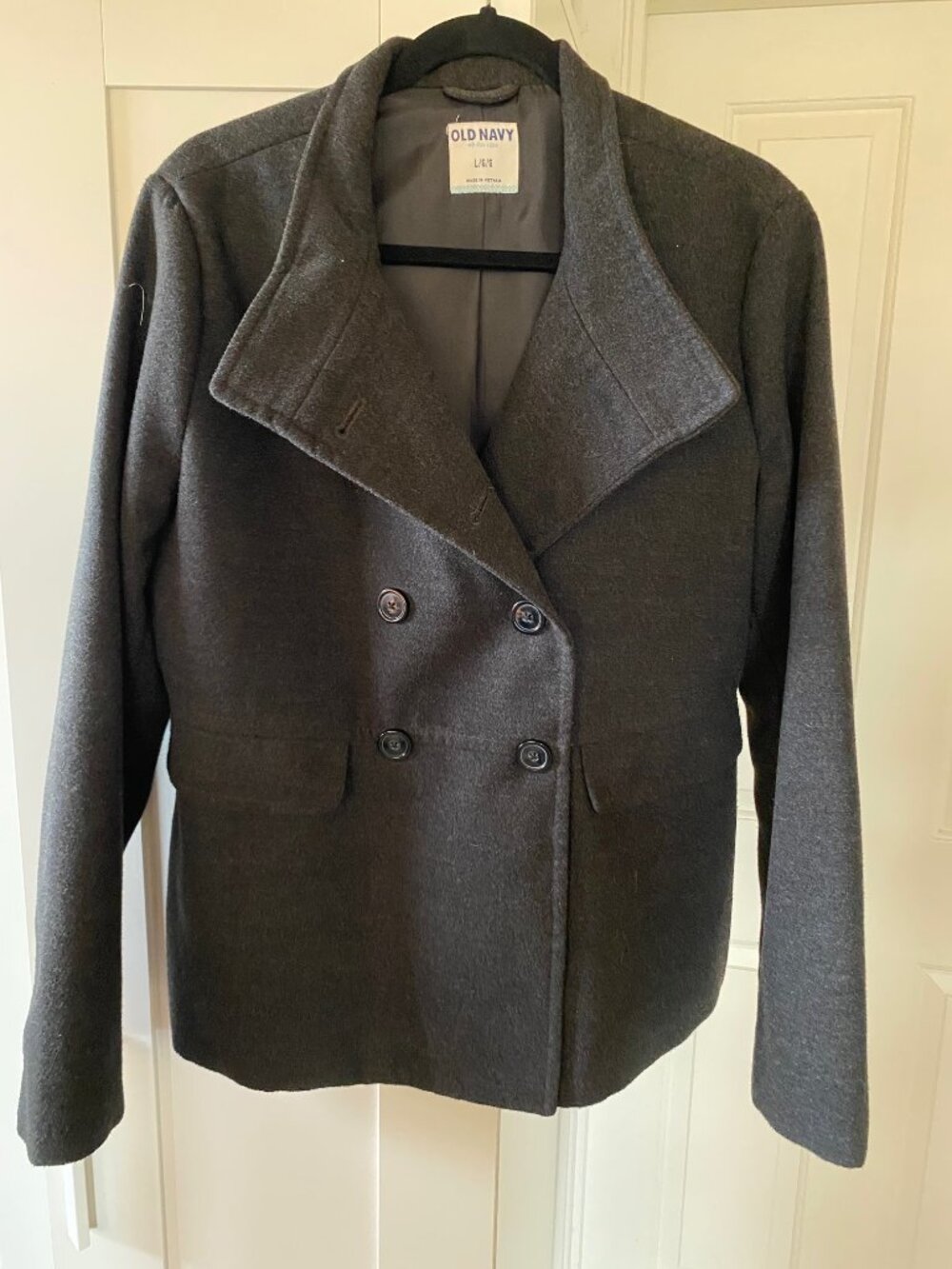 Old Navy Women's Military Style Double Breasted Pea Coat Charcoal Gray Size L